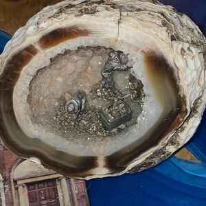 Geode with Miner Figurine Display Purchased In Helen Georgia In 1983.